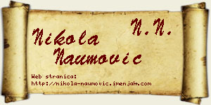 Nikola Naumović vizit kartica